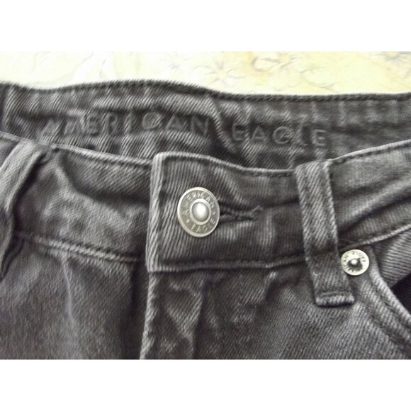 American Eagle Mom Straight Jeans Womens 00 black distressed ripped knee - Picture 6 of 11